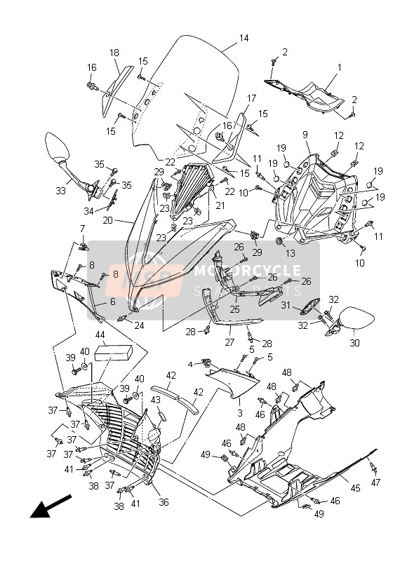 Yamaha XP500A 2015 Windscherm voor een 2015 Yamaha XP500A